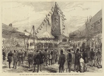 La visita real a Truro, vista general de la ceremonia de colocación de la primera piedra de la nueva catedral